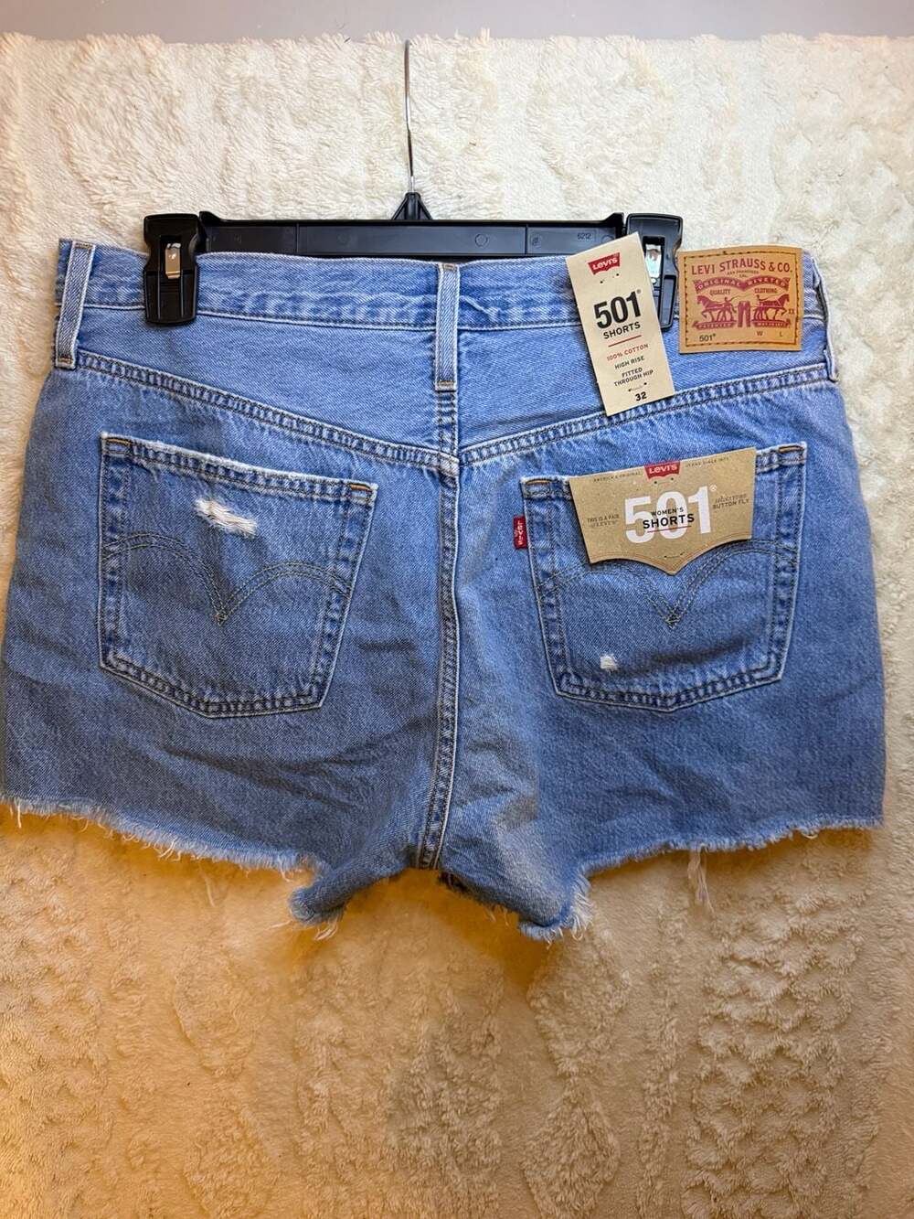 Levi's Women's 501 Original High Rise Distressed Denim Cut Off Shorts Size 32